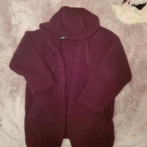 AE hooded teddy cardigan